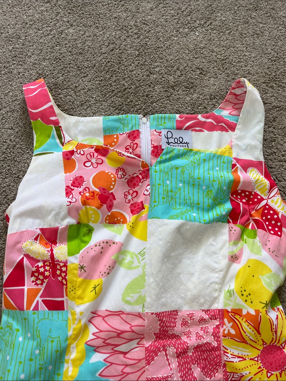 🎠🌞Lilly Pulitzer White Label Patchwork Sheath sz6Citrus Floral Horses Notch Neck - Picture 4 of 12
